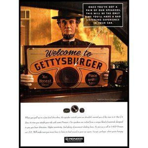 1994 Pioneer Car Stereo Speakers Vintage Print Ad Gettysburg Abe Lincoln Art